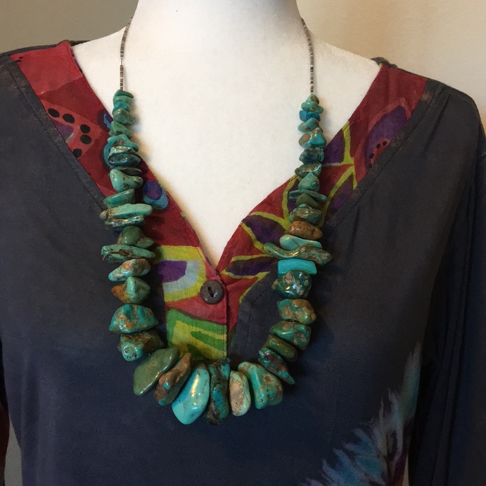 Large turquoise stone necklace